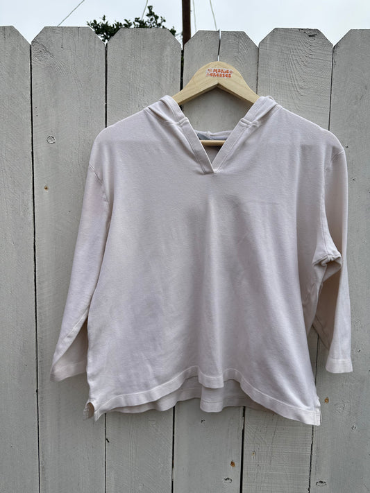 M/L Cream Q Sleeve Hooded Top
