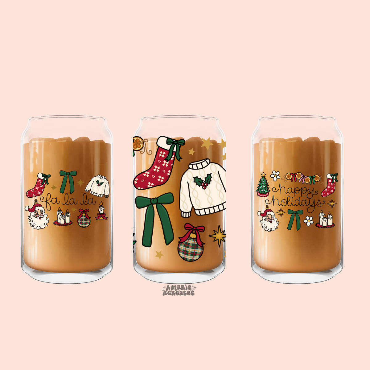 Happy Holidays / Fa La La Glass Cup