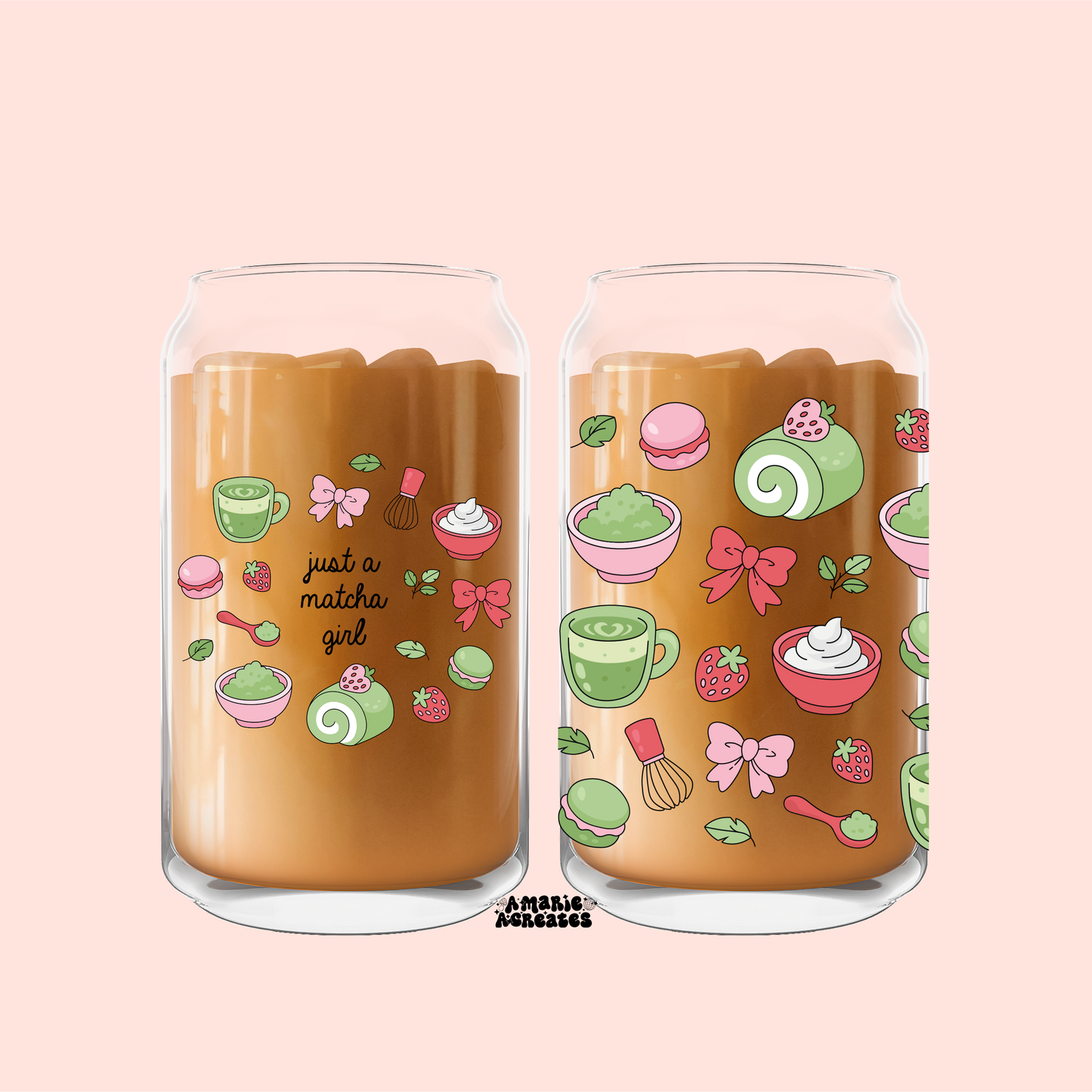 Just A Matcha Girl Glass Cup