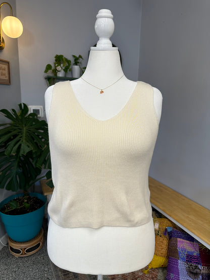 XL Cream VNeck Tank Top