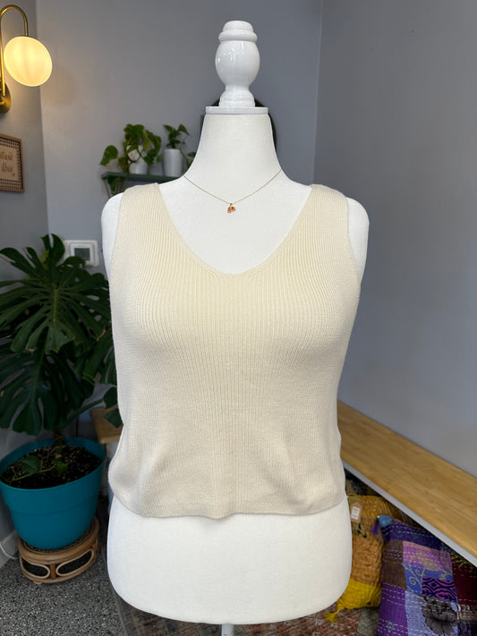 XL Cream VNeck Tank Top