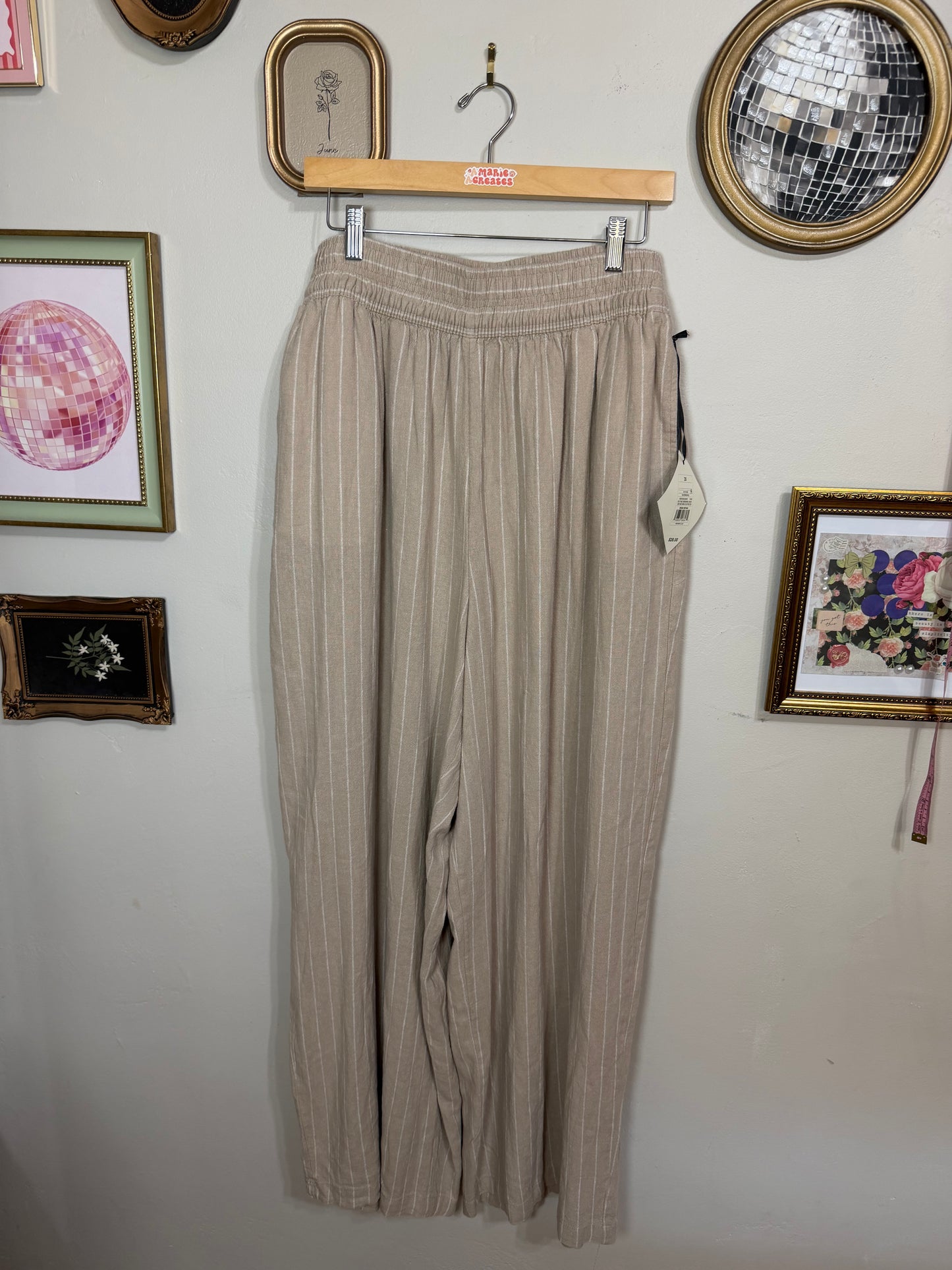 2x NWT Neutral Pin Striped Wide Leg Pants