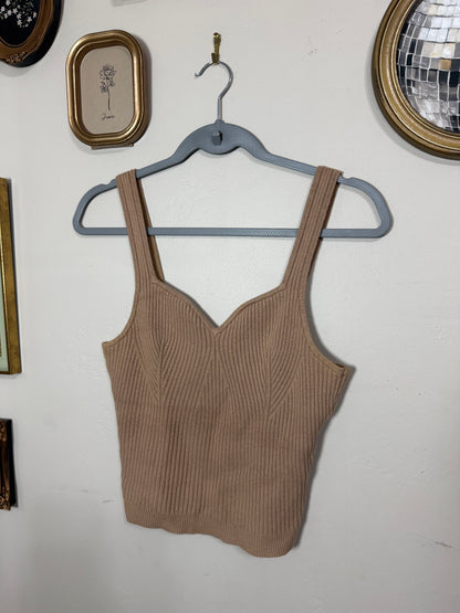 Small Brown Ribbed Tank Top