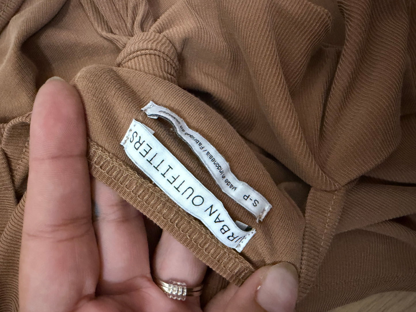 Small Brown One Shoulder Tank w/ Open Back Cut Out