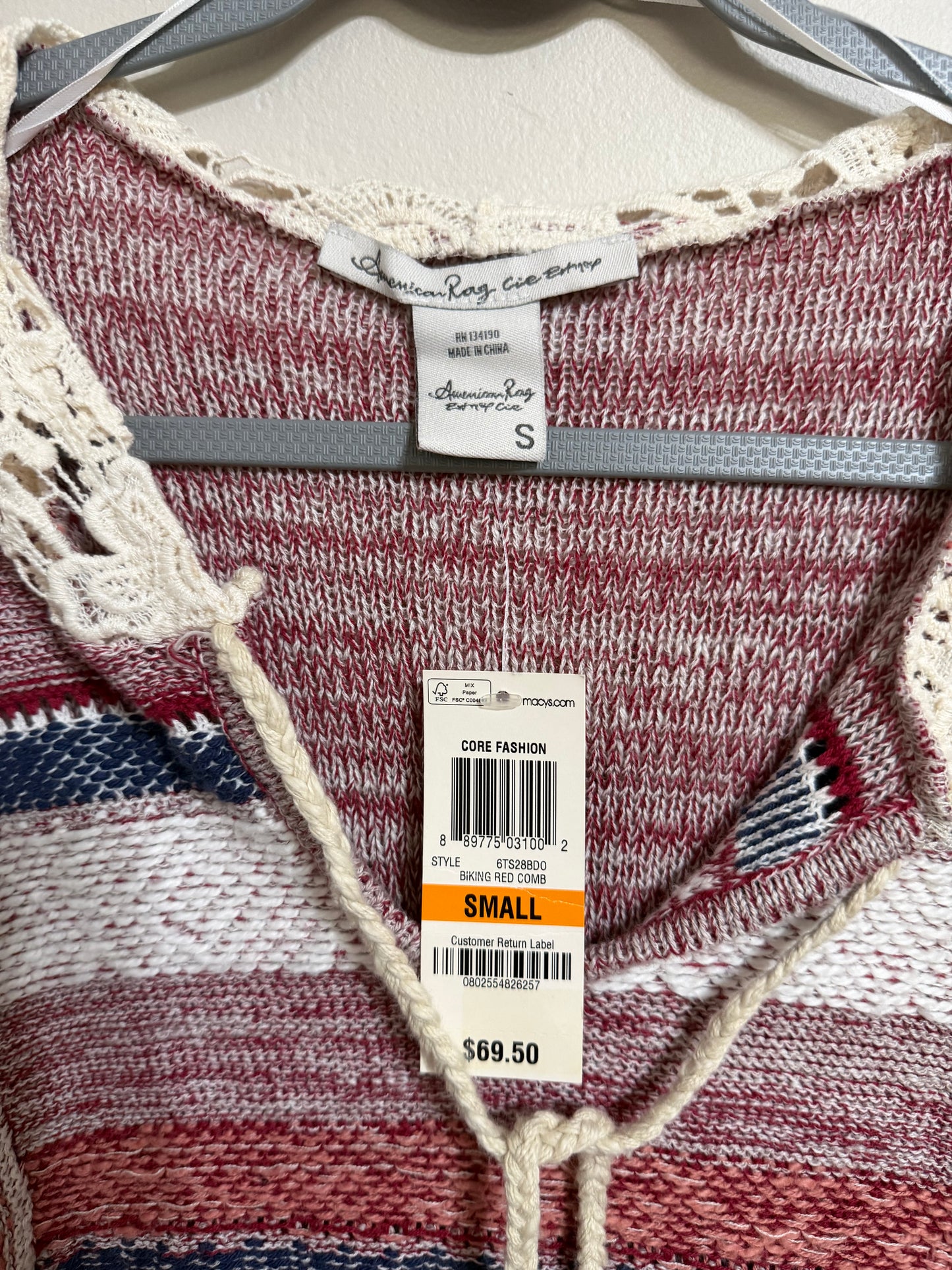 Small NWT Hooded Boho Sweater