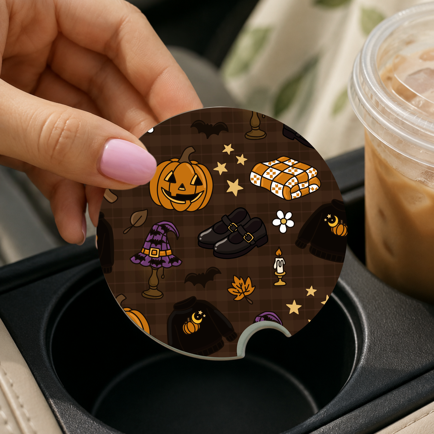 Cozy Halloween Car Coaster