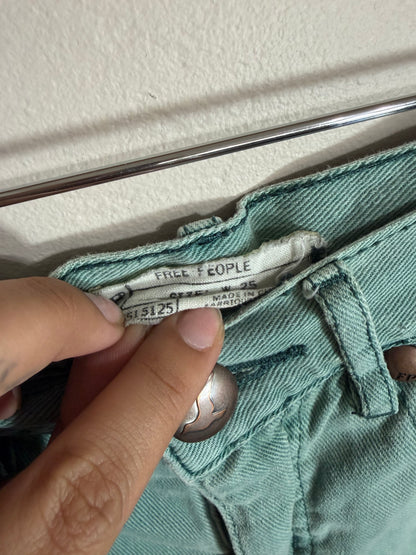 Size 25 Teal Cut Off Shorts w/ Frayed Hem