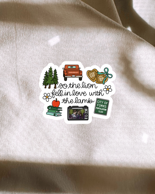 Lion Fell Love Lamb Sticker