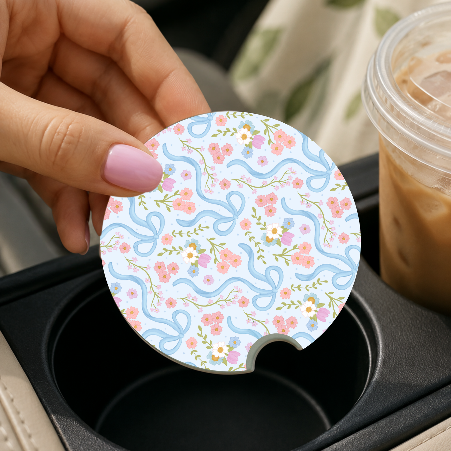 Floral Bows Car Coaster