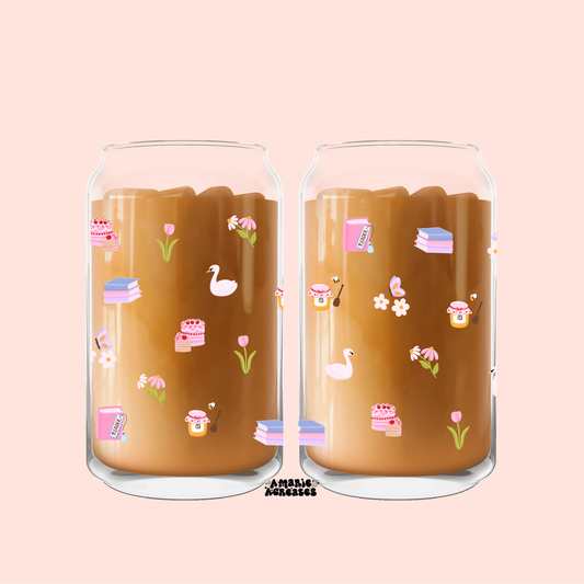 Spring Swan Bookish Glass Cup