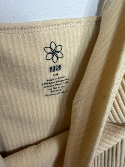 L/XL Cream Yellow Ribbed Tank Top