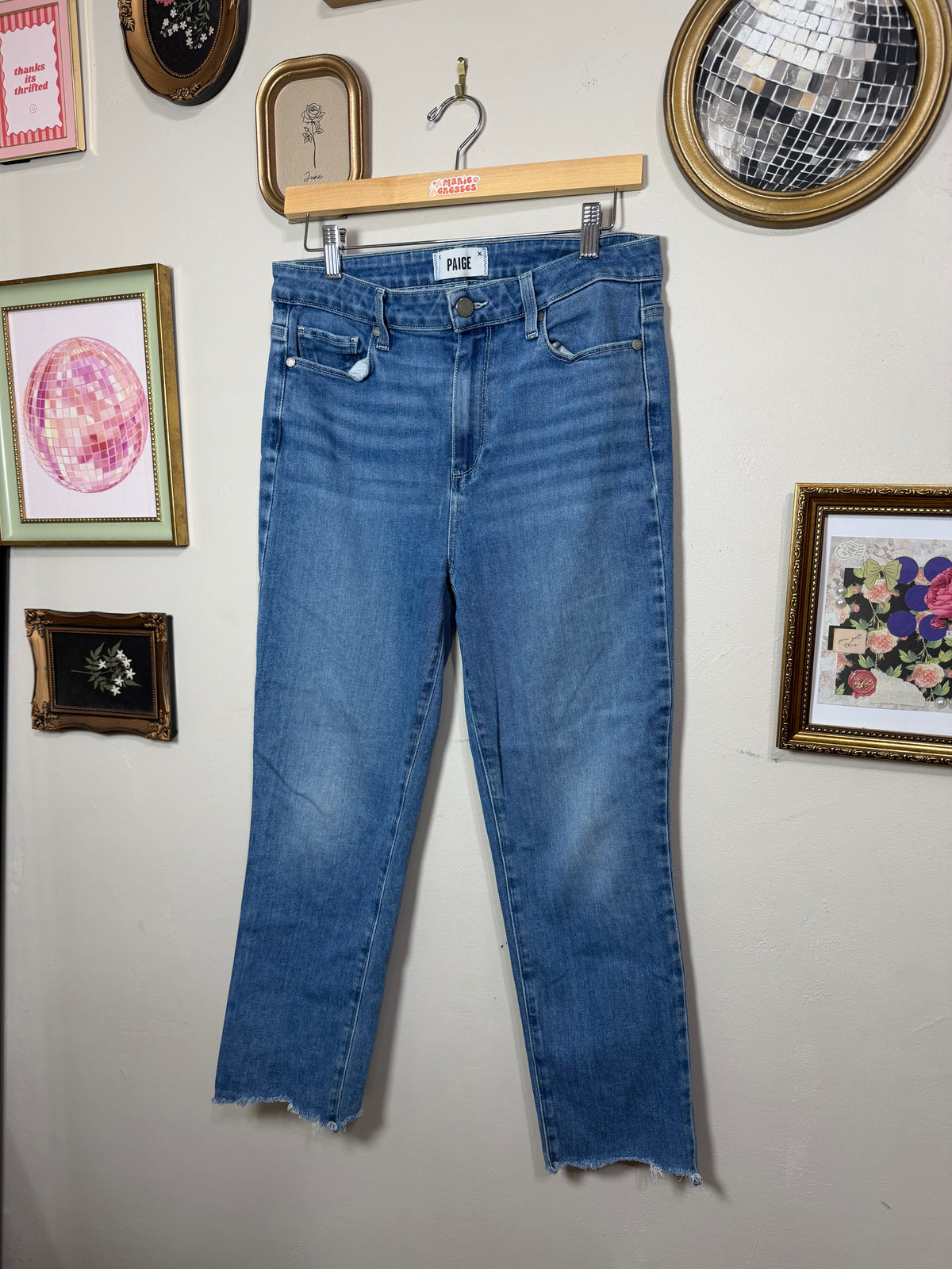 Size 31 Light Wash Classic Fit Denim Jeans w/ Raw Hem