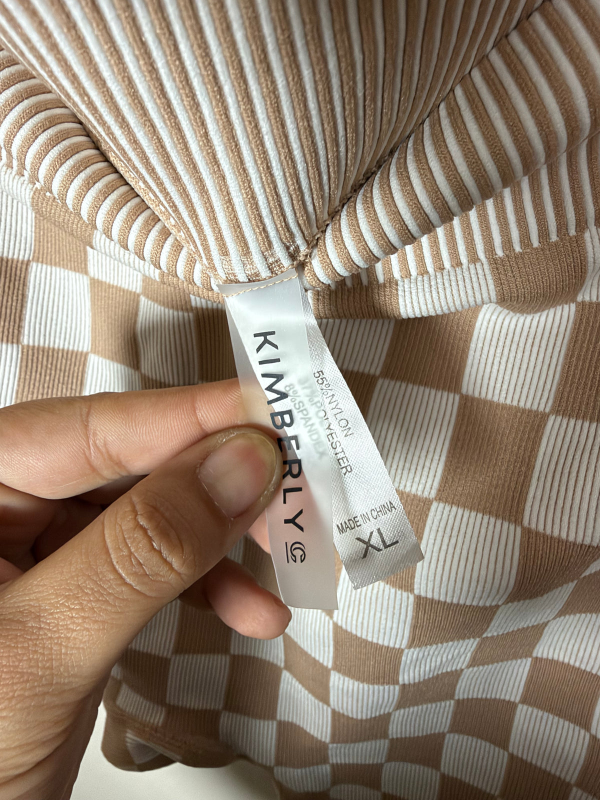 L/XL Neutral Checkered Biker Shorts