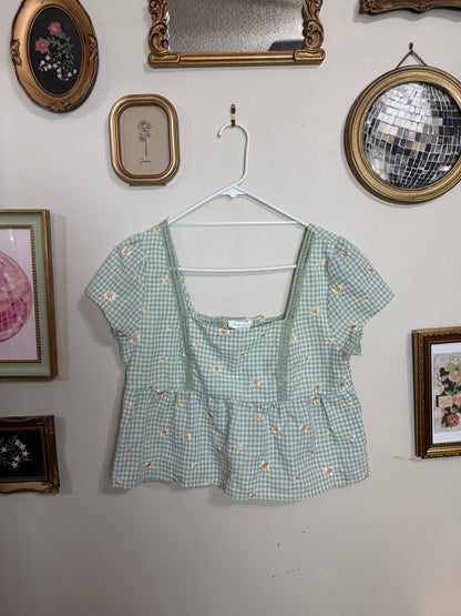 Large Gingham Daisy Top