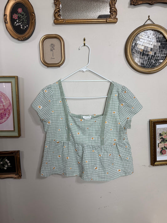 Large Gingham Daisy Top