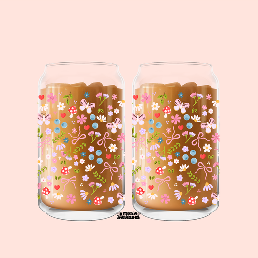 Butterfly Spring Garden Glass Cup