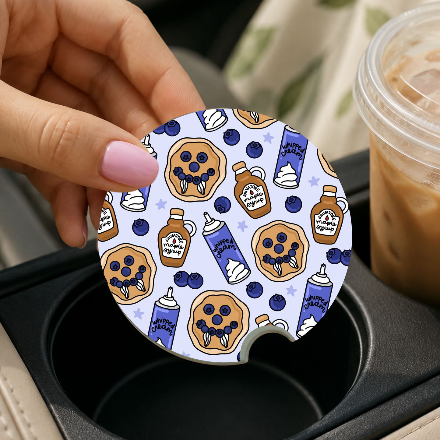 Blueberry Pancakes Car Coaster