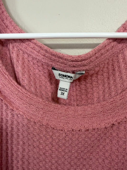 3x Pink Waffle Knit Long Sleeve