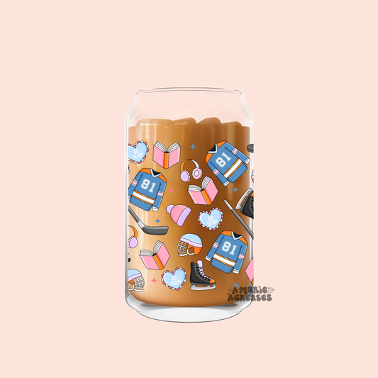 Hockey Romance Wrap Glass Cup