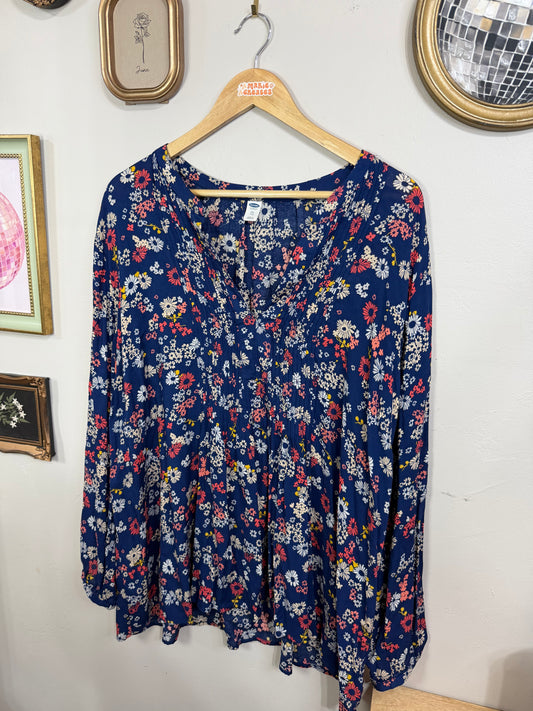 XXL Floral Long Sleeve Blouse