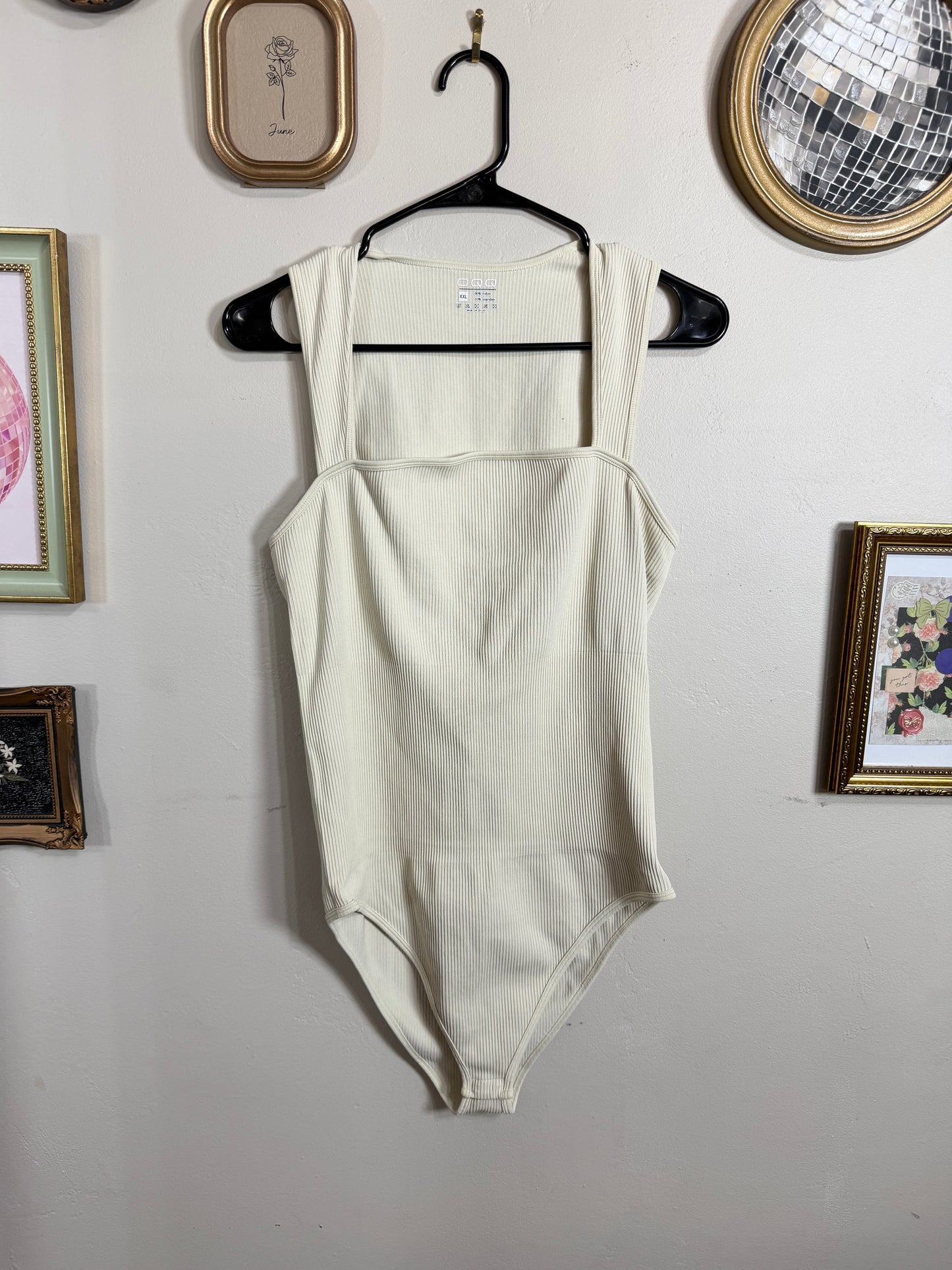 XXL Cream Ribbed Bodysuit