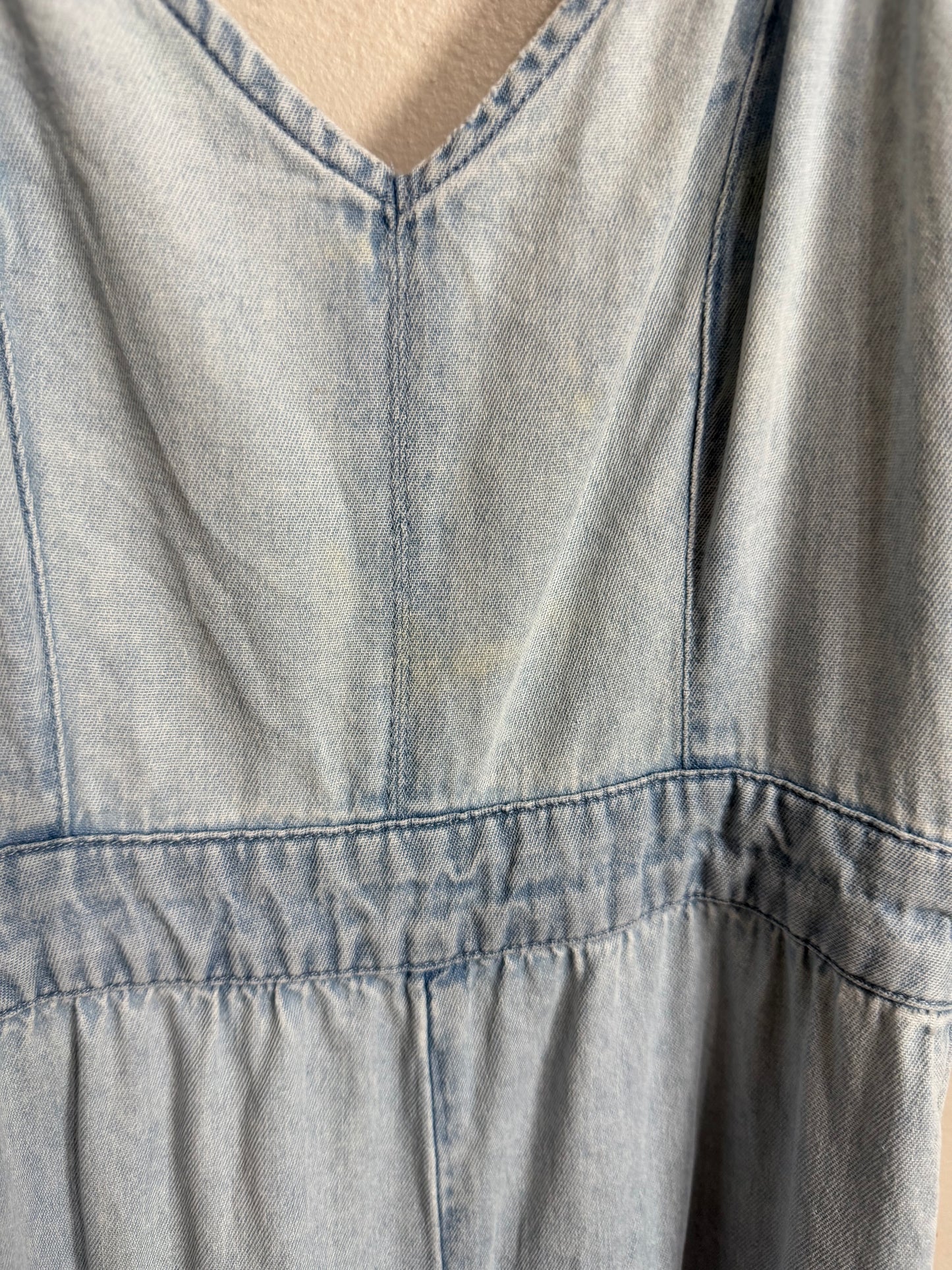 Small Light Wash Denim Flare Jumpsuit *small call out