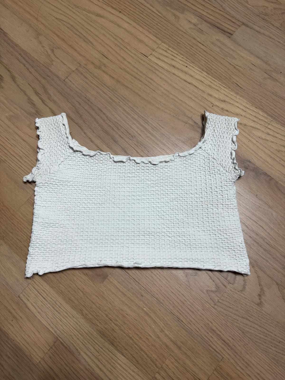 Medium White Smocked Crop Top