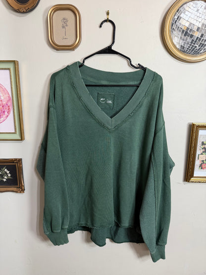 Small Green Vacay Everyday Vneck Sweatshirt