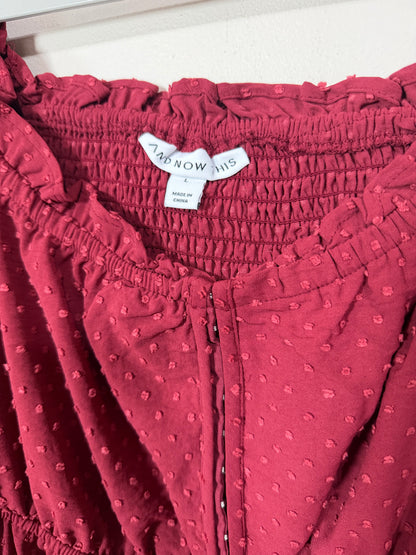 Large Burgundy Long Sleeve Off Shoulder Top