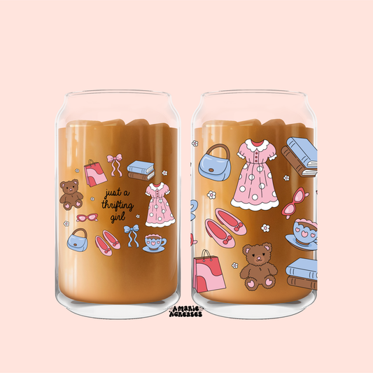 Just A Thrifting Girl Glass Cup