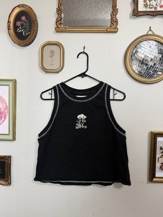 Medium Lets Take A Trip Mushroom Black Tank *small call out