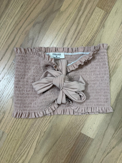 L/XL Pink Smocked Tie Strapless Top