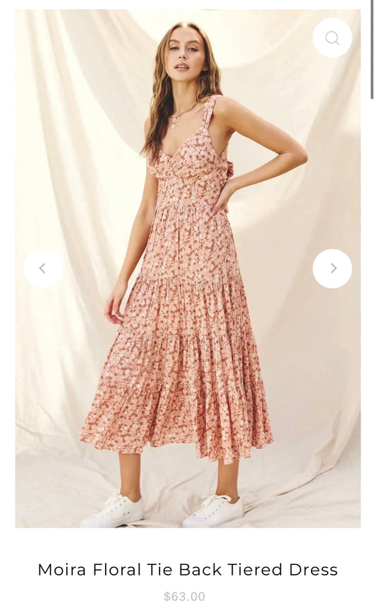 Small Pink Floral Midi Dress