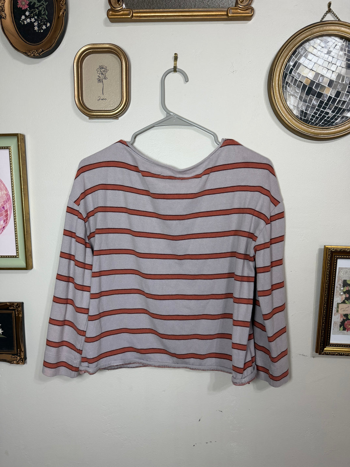 Medium Striped Boatneck 3/4 Length Sleeve Tee