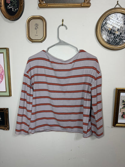 Medium Striped Boatneck 3/4 Length Sleeve Tee