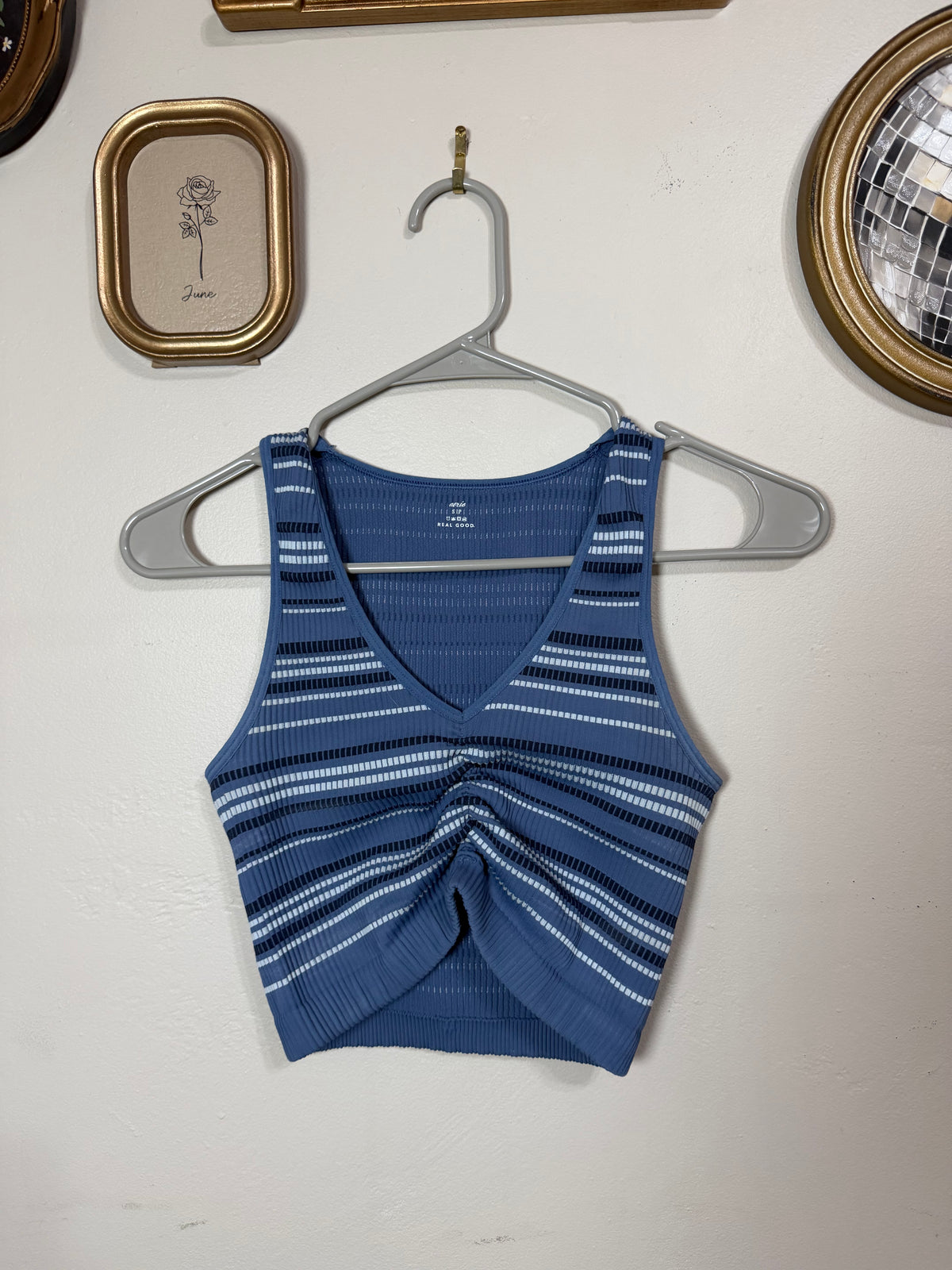 Small Blue Striped Ribbed Tank
