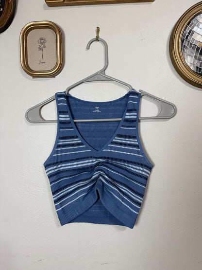 Small Blue Striped Ribbed Tank