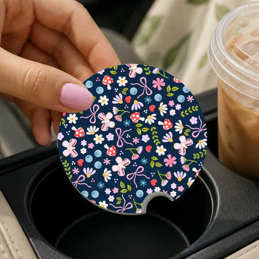 Mushroom Butterfly Car Coaster