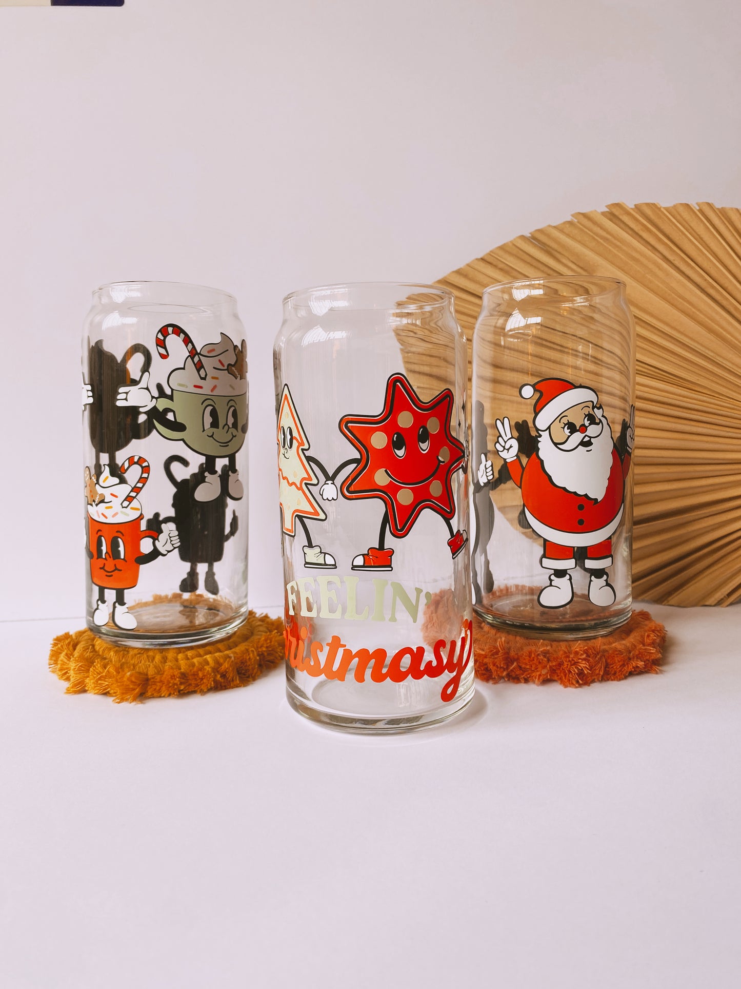 Groovy Christmas Characters Glass Cup