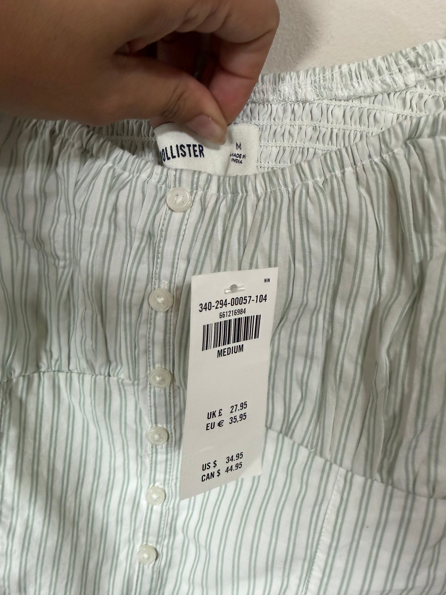 Medium NWT Green White Striped Peplum Top