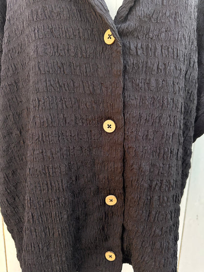 2X Black Button Up Top
