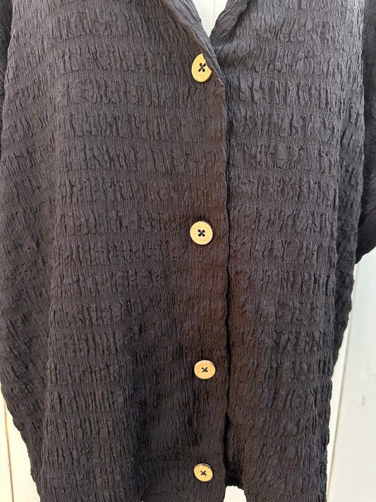 2X Black Button Up Top