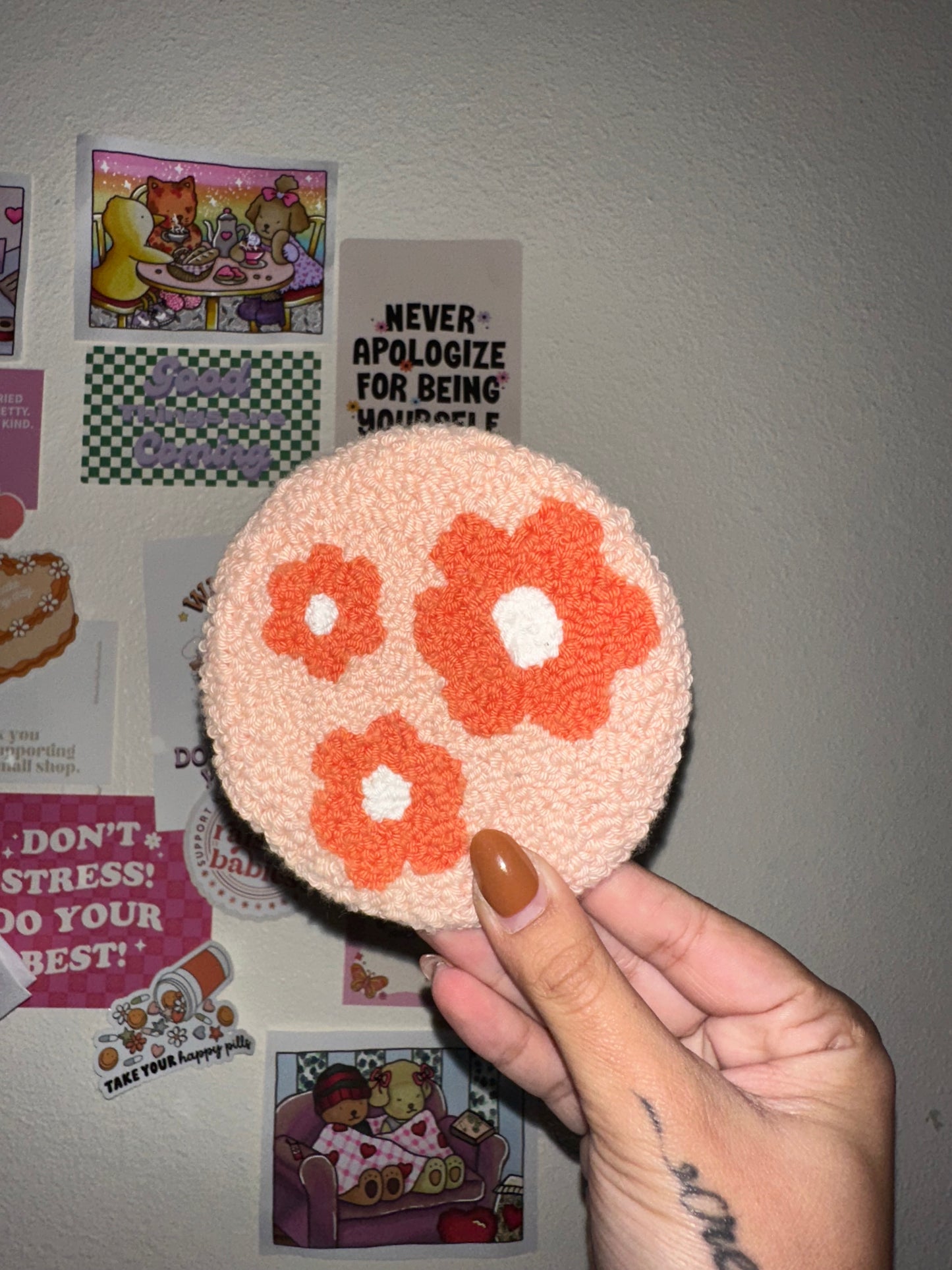 Floral Punch Needle Coaster