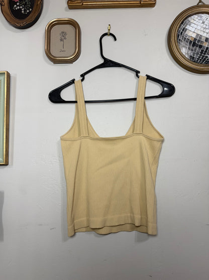 L/XL Cream Yellow Ribbed Tank Top