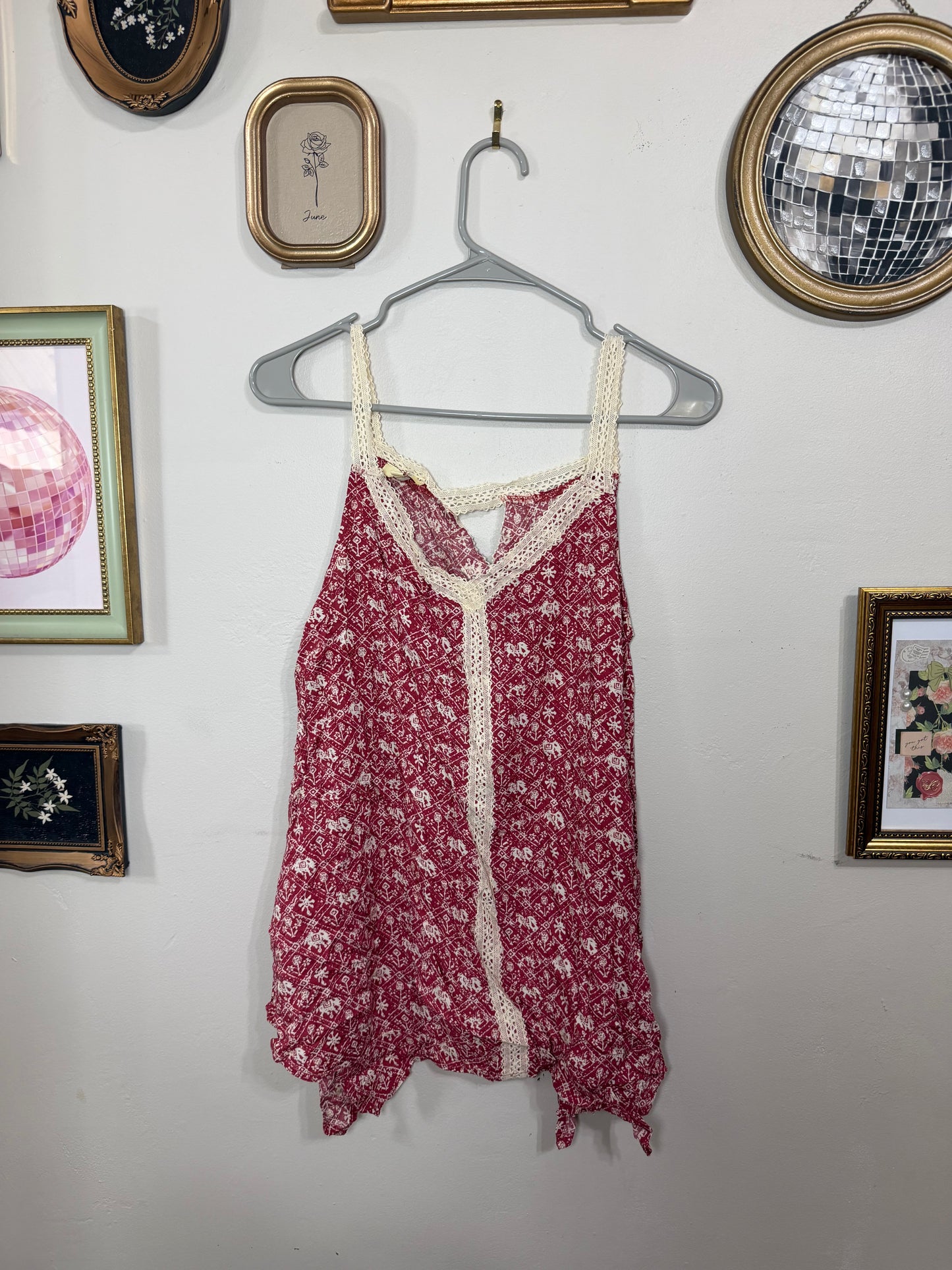 Small Red Crochet Strap Tank