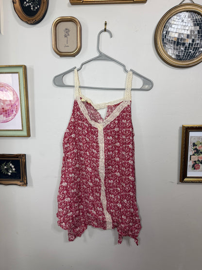 Small Red Crochet Strap Tank