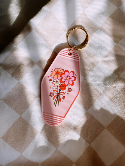 Peachy Floral Bouquet Keychain