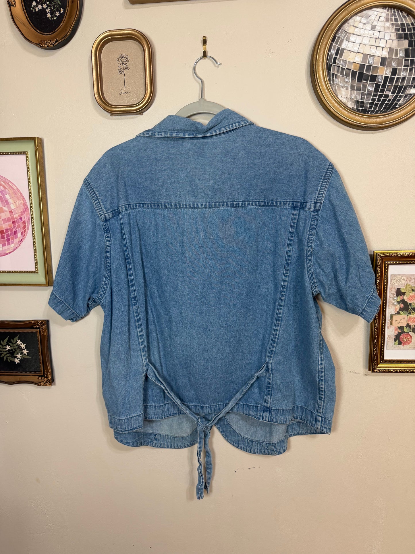 20w Embroidered Denim Button Up Top