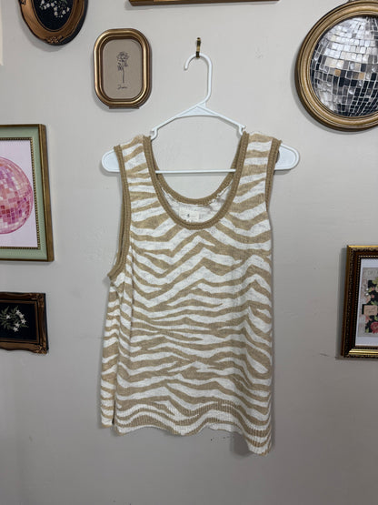 XL Neutral Zebra Print Sweater Tank