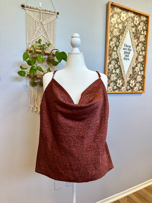 3XL Patterned Satin Tank Top